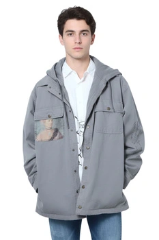 Kurtka męska Desigual Chucho koszulowa z kapturem szara