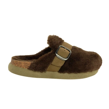 Klapki damskie Scholl Ivy Big Buckle skórzane z futerkiem zielone r. 36