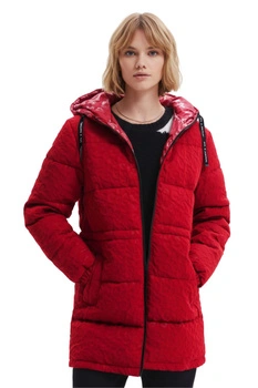 Kurtka damska Desigual Kalmar zimowa ocieplana czerwona