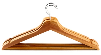 Wieszak drewniany lakierowany zestaw 3 sztuki brązowy