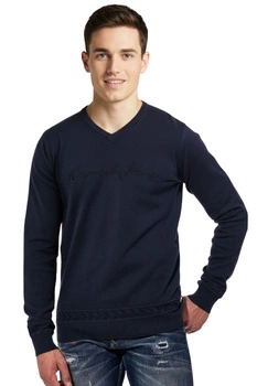 Sweter męski Kaporal Essential klasyczny granatowy w serek r. S