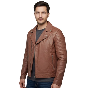 Kurtka męska Blue Wellford Varus skórzana ramoneska brązowa