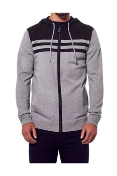 Sweter męski Kaporal Aurel rozsuwany szary z kapturem r. S