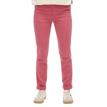 Spodnie damskie Superdry Mid Rise chinosy casualowe różowe