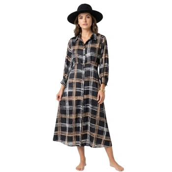 Sukienka damska Zara szmizjerka koszulowa czarna w kratę r. XL