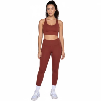 Legginsy damskie Girlfriend Collective Compressive brązowe sportowe