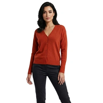Sweter damski Absolut Cashmere Antigone kaszmirowy rozpinany pomarańczowy