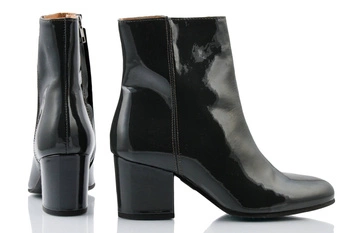 Buty damskie Yaya Velvet skórzane granatowe botki