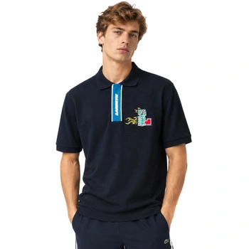 Koszulka polo męska Lacoste z kontrastowym zapieciem granatowa  r. XS