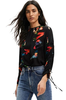Bluzka damska Desigual Graphic czarna we wzory r. XS