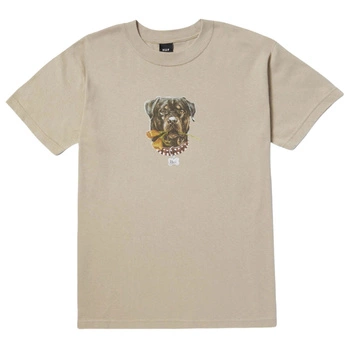 Koszulka męska HUF Big Poppy bawełniana beżowa print pies