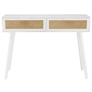 Konsola stojąca SANDRO drewniana biała z dwoma szufladami 110 x 33 cm