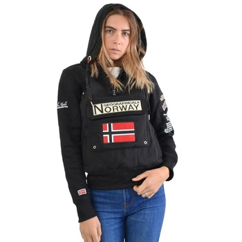 Bluza damska Geographical Norway Gymclass kangurka czarna z kapturem