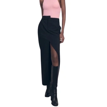 Spódnica damska Zara midi prosta czarna z rozcięciem r. XXL
