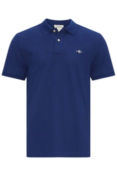 Koszulka męska Gant Shield Pique polówka bawełniana niebieska