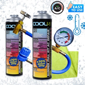 Zestaw czynnik do klimatyzacji 2x 5 w 1 + przewód do klimatyzacji Cool5 zamiennik R134a + Mikrofibra