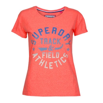 Koszulka damska Superdry Trackster koralowa z nadrukiem
