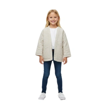 Kurtka dziewczęca Zara lniana kimono beżowa
