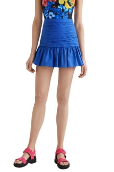 Spódnica damska Desigual Lima mini marszczona niebieska