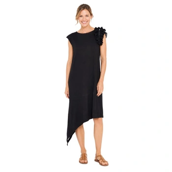 Sukienka damska Sarah Pacini z falbaną bawełniana czarna r. one size