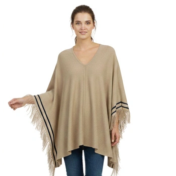 Ponczo damskie Zara lniane beżowe