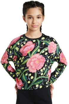 Bluzka dziewczęca Desigual Lucia czarna w kwiaty