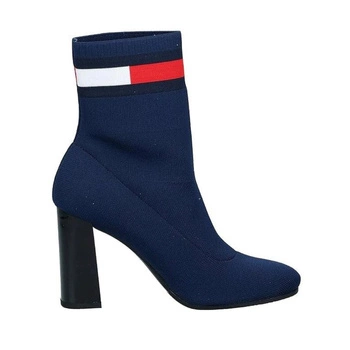 Buty damskie Tommy Jeans Sock Helled Boot botki na obcasie granatowe