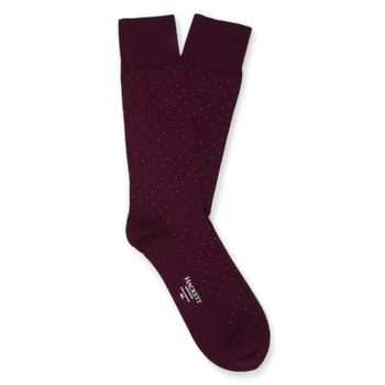 Skarpetki męskie Hacket Classic bordowe za kostkę w kropki