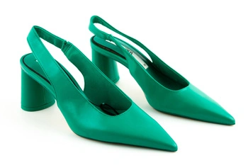 Buty damskie ZARA na obcasie z odkrytą piętą zielone