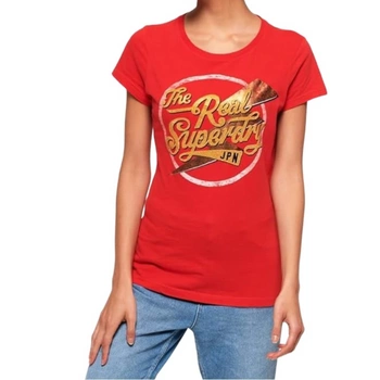Koszulka damska Superdry The Real Sparkle Entry t-shirt czerwony z nadrukiem r. XS