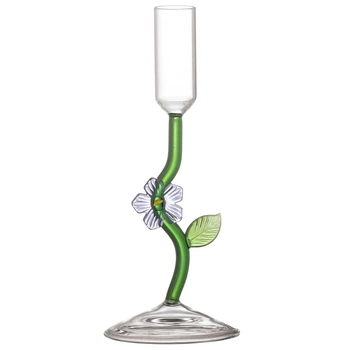 Dekoracyjny świecznik Bloomingville Vesper szklany kwiat 19 cm