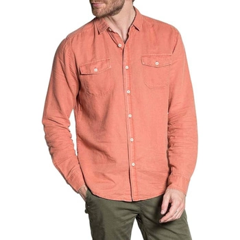 Koszula męska Deeluxe Bobbyto lniana ceglasta klasyczna
