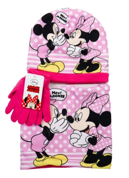 Komplet czapka komin rękawiczki DISNEY MINNIE MOUSE dla dziewczynki różowy
