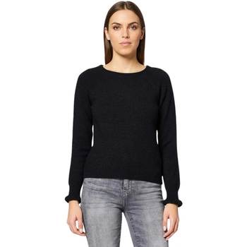 Sweter damskie Naf Naf Maui czarny klasyczny prosty z domieszką wełny