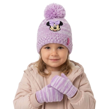 Komplet czapka rękawiczki Disney Myszka Minnie zimowa różowy melanż dla dziewczynki r. 48