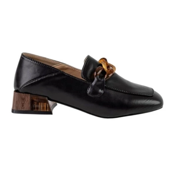 Półbuty damskie Musk Jerry mokasyny klasyczne czarne na obcasie