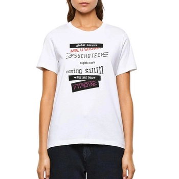 Koszulka damska Diesel Sily biały t-shirt z nadrukiem r. XS