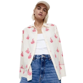 Koszula damska Zara bawełniana kremowa z haftem boho