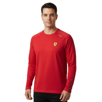 Koszulka męska Ferrari oficjalna z długim rękawem czerwona