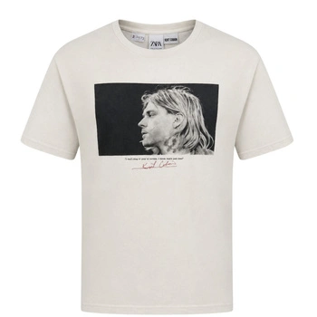 Koszulka męska Zara Kurt Cobain t-shirt biały