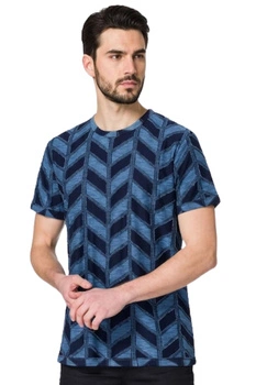 Koszulka męska Desigual Candido niebieska wzór jodełka