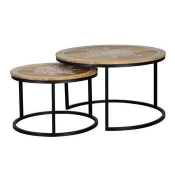 Zestaw 2 stolików kawowych Giner Colomer z drewna mango