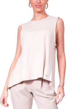 Koszulka damska Superdry Flex luźna odkrytymi plecami beżowa