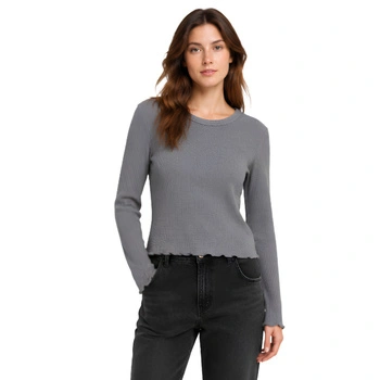 Bluzka damska Promod casual szara crop r. S