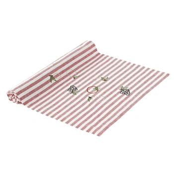 Bieżnik na stół Westwing Melony bawełniany w paski biało-czerwony 40 x 150 cm