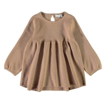 Tunika dziewczęca Name It Selia Knit Tunic dzianinowa beżowa