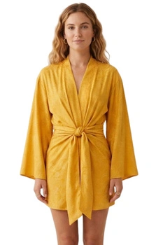 Sukienka damska Zara żółta elegancki fason kimono r. M