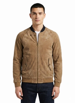 Kurtka męska Faguo Hanau przejściowa skórzana beżowa