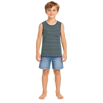 Koszulka dziecięca Zara tank top bawełniany niebieski r. 164