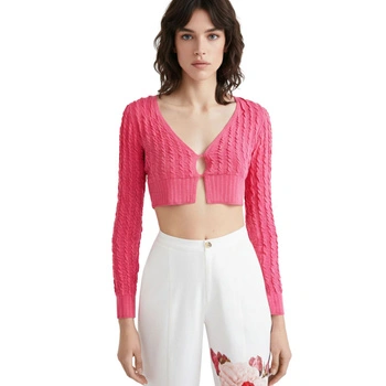 Sweter damski Desigual Lolita kardigan krótki różowy